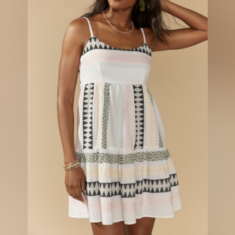 Geometric Patterned White Dress